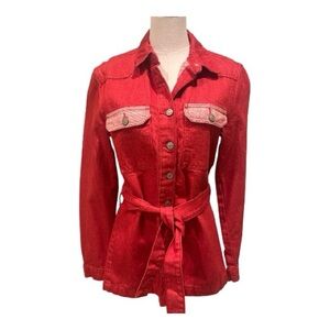 Trendyol Red Denim Belted Jacket - EU Size 38 (M)